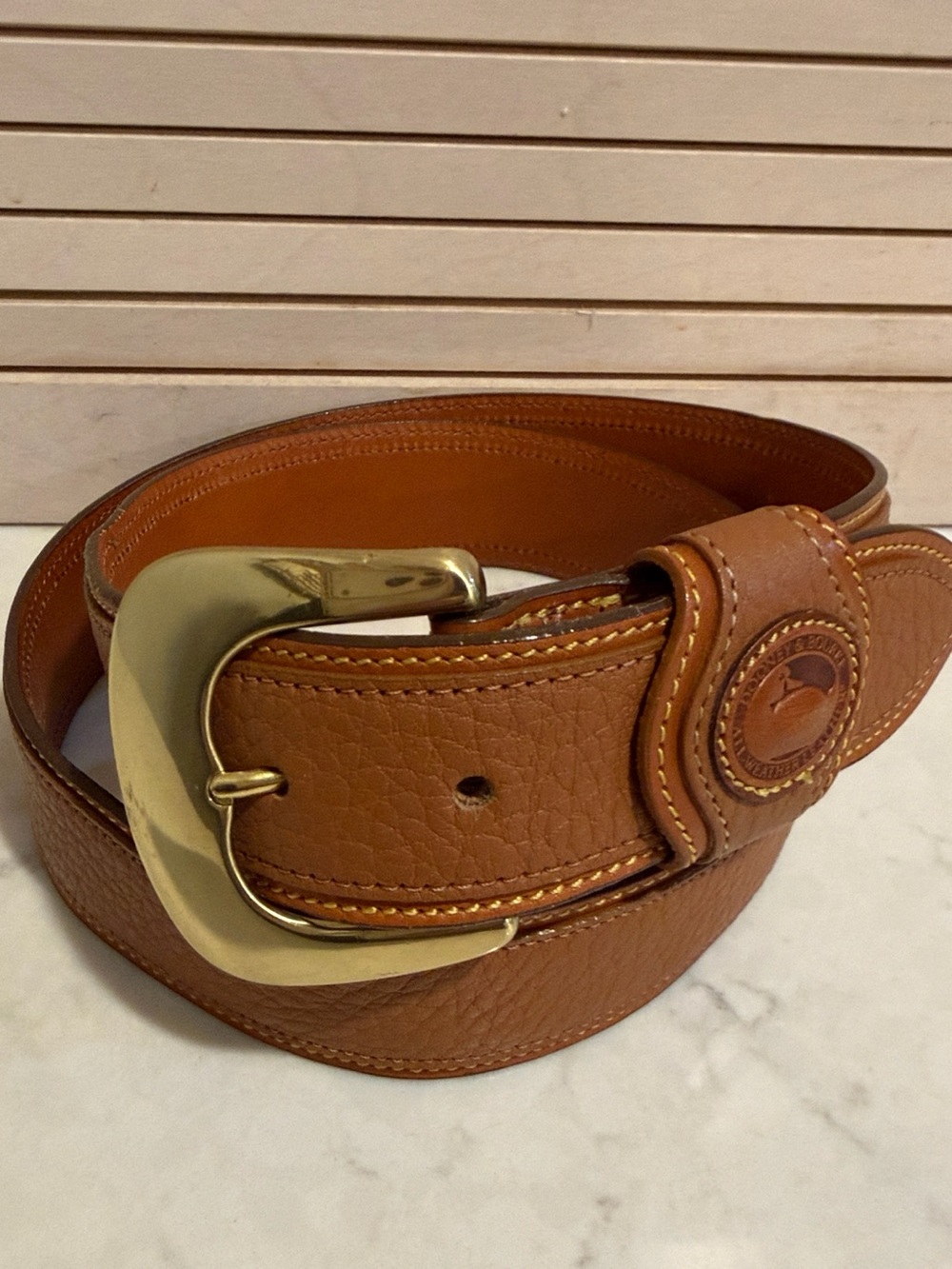 Vintage Dooney & Bourke Leather Belt Buckle Gold Hardware Size Large